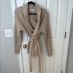 Intermix Tan Cardigan Sweater with Shawl Collar